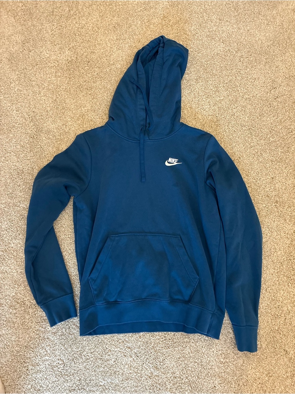 Nike Navy Blue Pullover Hoodie with White Logo